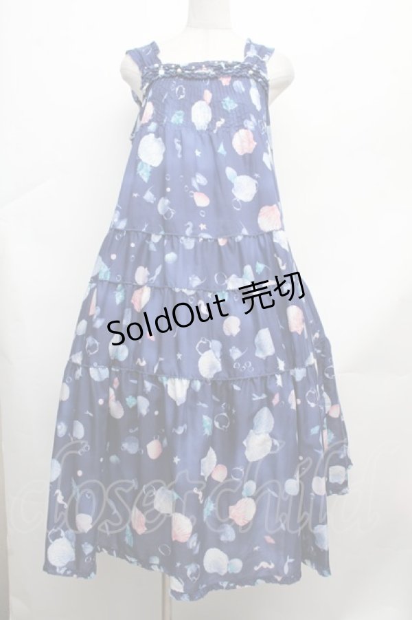 画像1: PINK HOUSE / シーシェルプリントキャミワンピース  紺 S-26-03-14-030-LO-OP-AS-ZS (1)