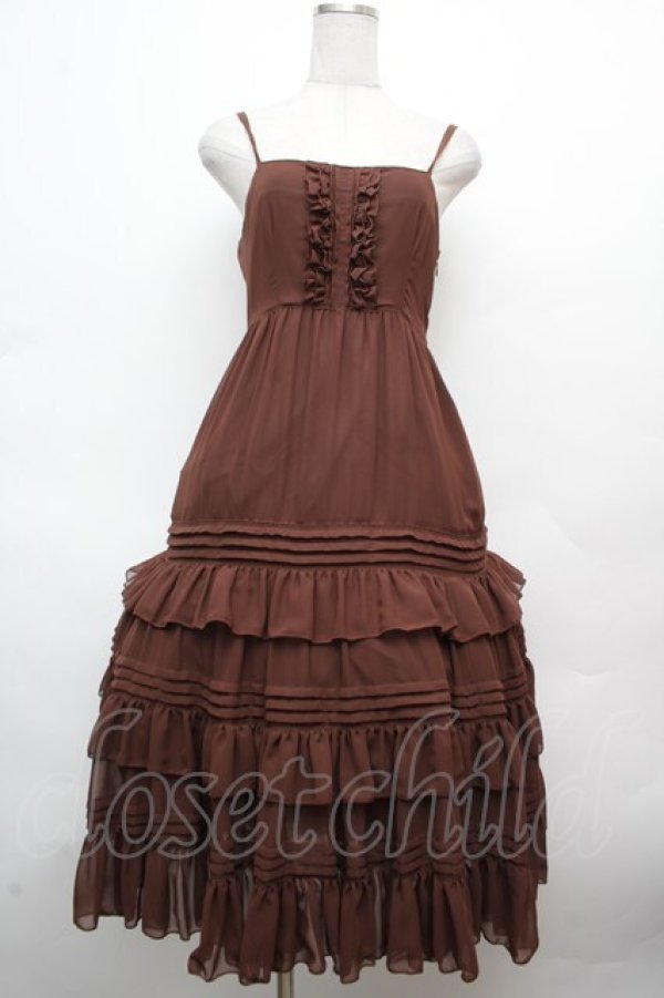 画像1: Victorian maiden / シャーリングシフォンロングアンダードレス  ブラウン S-26-03-14-034-CL-OP-AS-ZS (1)