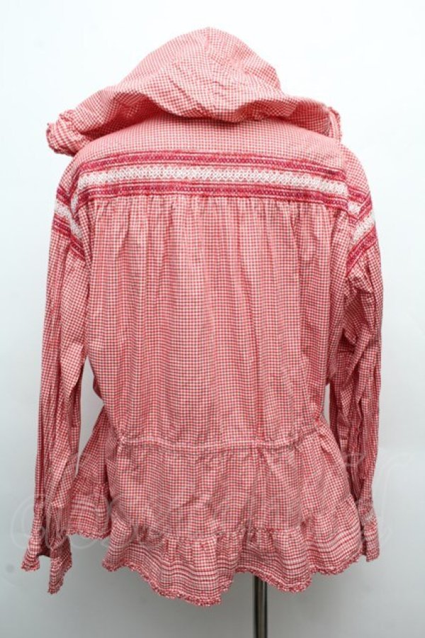 画像3: PINK HOUSE / ギンガムチェックオーバーブラウス  赤ｘ白 S-26-03-14-035-LO-BL-AS-ZS (3)