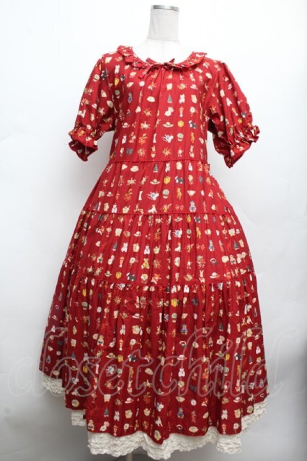 画像1: PINK HOUSE / Pink House Favoritesプリントワンピース  赤 S-26-03-14-045-LO-OP-AS-ZS (1)