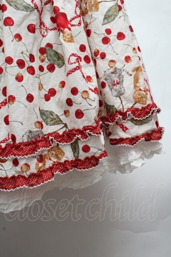 画像4: PINK HOUSE / キャットチェリードロップ柄ミディワンピース  オフ S-26-03-14-046-LO-OP-AS-ZS (4)