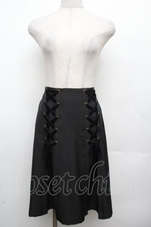 画像: axes femme POETIQUE / レースアップデザインスカート  黒 S-26-03-14-052-AX-SK-AS-ZS