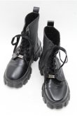 画像1: NieR Clothing / レースアップ厚底ブーツ  黒 S-26-03-14-1011-PU-SH-HR-ZS (1)