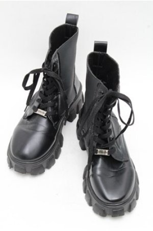 画像: NieR Clothing / レースアップ厚底ブーツ  黒 S-26-03-14-1011-PU-SH-HR-ZS