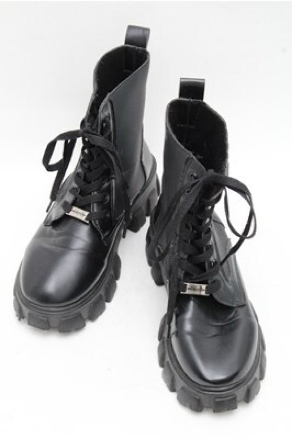 画像1: NieR Clothing / レースアップ厚底ブーツ  黒 S-26-03-14-1011-PU-SH-HR-ZS (1)