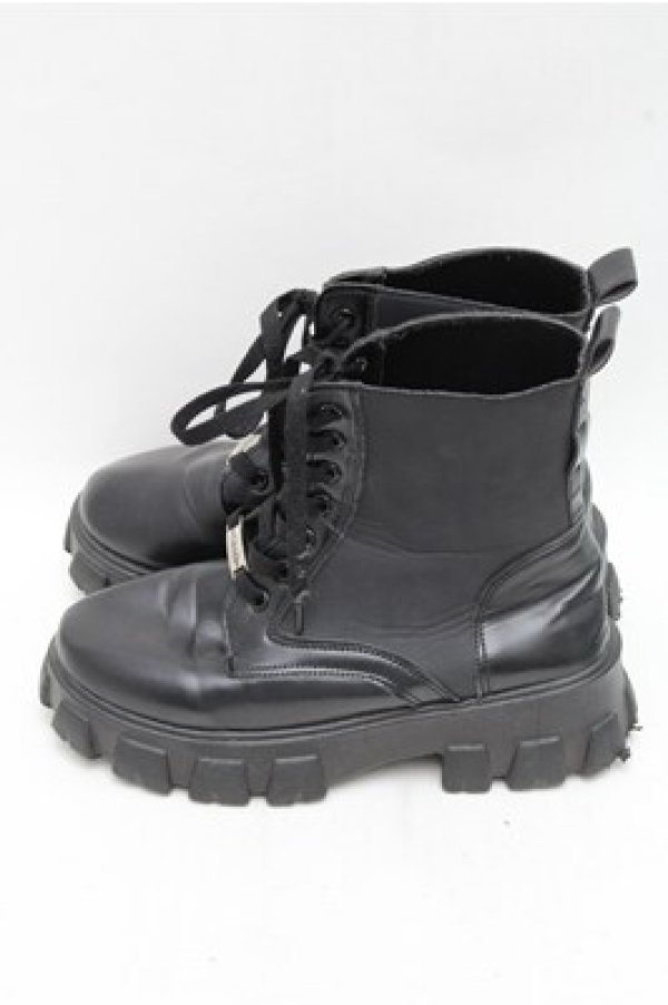 画像2: NieR Clothing / レースアップ厚底ブーツ  黒 S-26-03-14-1011-PU-SH-HR-ZS (2)