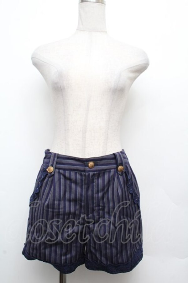 画像1: axes femme / ストライプショートパンツ  紺ｘグレー S-26-03-14-055-AX-PA-AS-ZS (1)