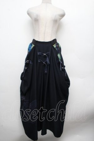 画像: Qutie Frash / ベルトデザイン袴ロングスカート  紺 S-26-03-14-060-QU-SK-HR-ZS