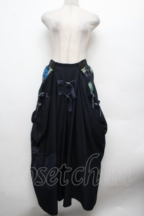 画像1: Qutie Frash / ベルトデザイン袴ロングスカート  紺 S-26-03-14-060-QU-SK-HR-ZS (1)