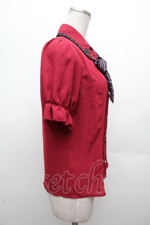 画像2: axes femme POETIQUE / ミッキー&ミニー刺繍襟半袖ブラウス  赤 S-26-03-14-008-AX-BL-HR-ZS (2)