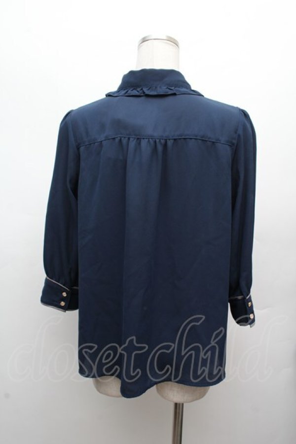 画像4: axes femme POETIQUE / バラメッセージ刺繍ブラウス  紺 S-26-03-14-009-AX-BL-HR-ZS (4)