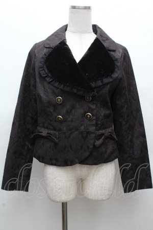 画像: axes femme POETIQUE / ハート襟ジャガードジャケット  黒 S-26-03-14-012-AX-JA-HR-ZS