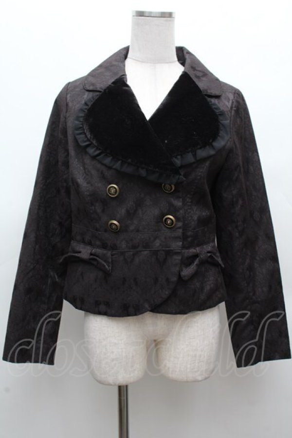 画像1: axes femme POETIQUE / ハート襟ジャガードジャケット  黒 S-26-03-14-012-AX-JA-HR-ZS (1)