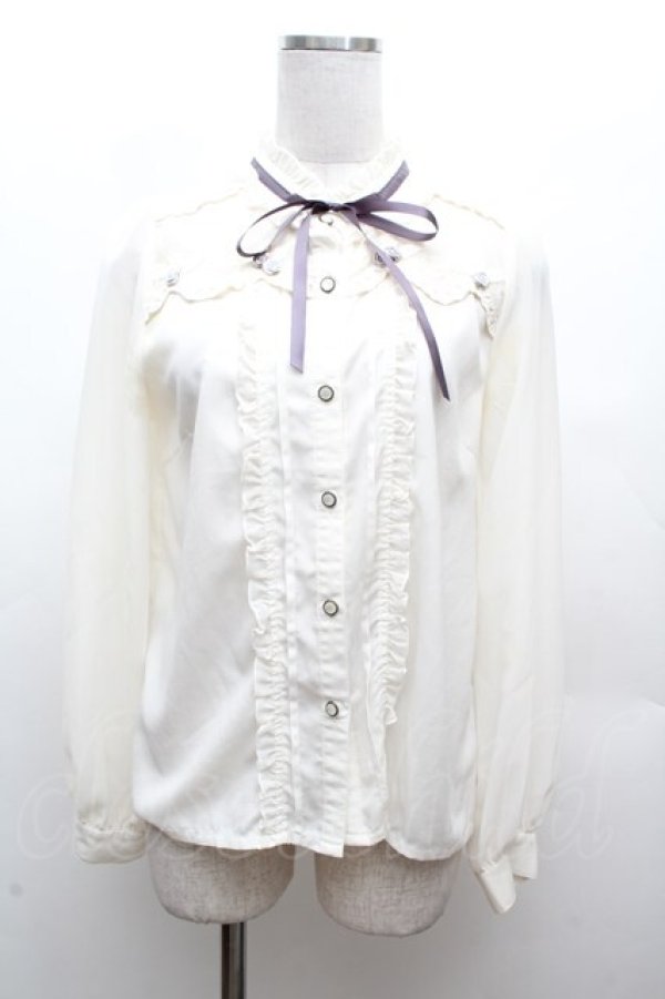 画像1: axes femme POETIQUE / 巻き薔薇デザインフリルブラウス  アイボリー S-26-03-14-013-AX-BL-HR-ZS (1)