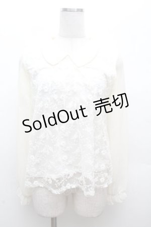 画像: axes femme / 袖シャーリングレースプルオーバー  アイボリー S-26-03-14-014-AX-TO-HR-ZS