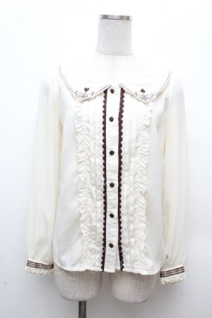 画像: axes femme POETIQUE / トランプ刺繍セーラー襟ブラウス  キナリ S-26-03-14-015-AX-BL-HR-ZS