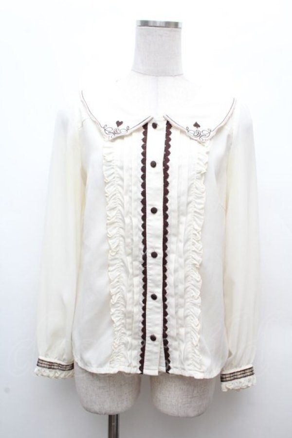 画像1: axes femme POETIQUE / トランプ刺繍セーラー襟ブラウス  キナリ S-26-03-14-015-AX-BL-HR-ZS (1)