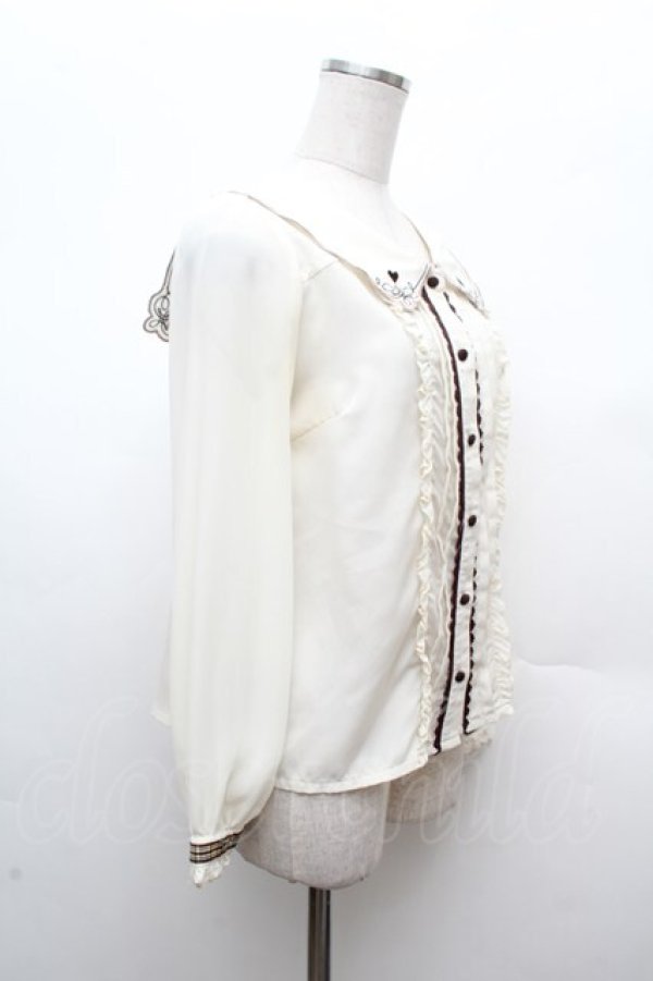 画像2: axes femme POETIQUE / トランプ刺繍セーラー襟ブラウス  キナリ S-26-03-14-015-AX-BL-HR-ZS (2)