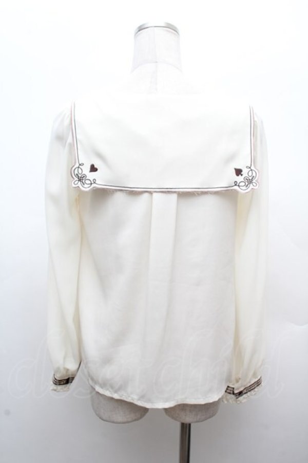 画像3: axes femme POETIQUE / トランプ刺繍セーラー襟ブラウス  キナリ S-26-03-14-015-AX-BL-HR-ZS (3)