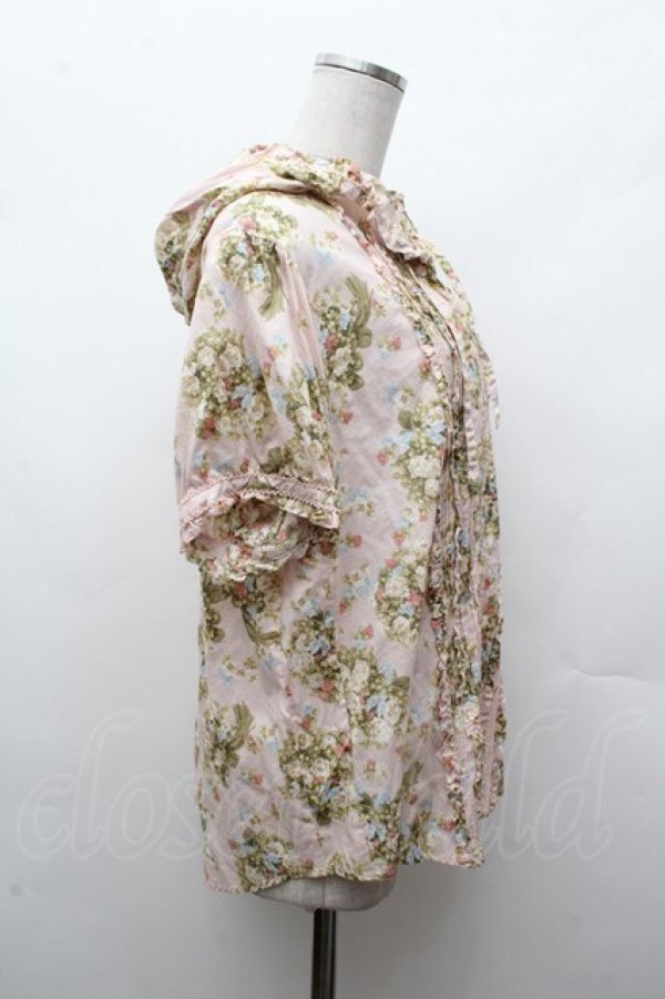 画像2: PINK HOUSE / フラワーブーケフード付きローンブラウス  ピンク S-26-03-14-017-LO-BL-AS-ZS (2)