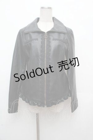 画像: axes femme / レースフェイクレザージャケット  黒 S-26-03-14-027-AX-CO-HR-ZS