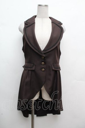 画像: axes femme POETIQUE / フィッシュテールロングベスト  ブラウン S-26-03-14-028-AX-TO-HR-ZS