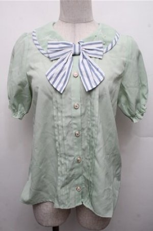 画像: axes femme POETIQUE / パイピングデザインブラウス  グリーン S-26-03-15-035-AX-BL-HR-ZS