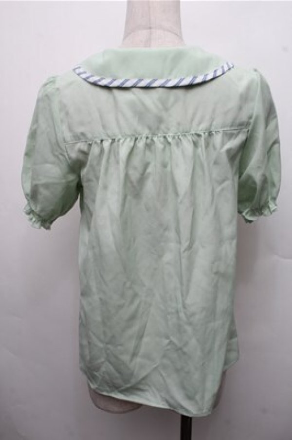 画像2: axes femme POETIQUE / パイピングデザインブラウス  グリーン S-26-03-15-035-AX-BL-HR-ZS (2)