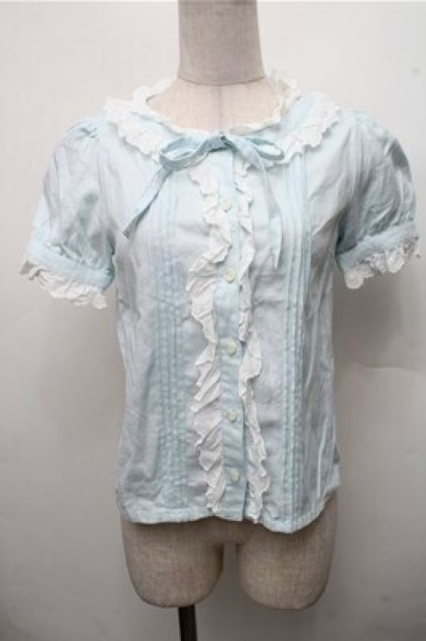 画像1: MILK / フリル襟ブラウス  サックス S-26-03-15-037-ML-BL-AS-ZS (1)