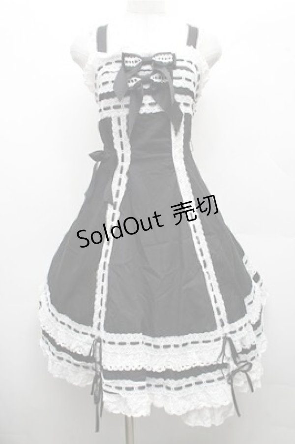 画像1: BABY,THE STARS SHINE BRIGHT / Marquiseジャンパースカート  黒ｘ白 S-26-03-15-046-BA-OP-HR-ZS (1)