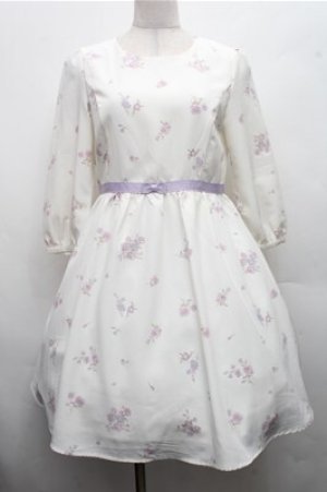 画像: LODISPOTTO / ウエストグログランリボン花柄ワンピース  オフｘラベンダー S-26-03-15-047-LO-OP-HR-ZS