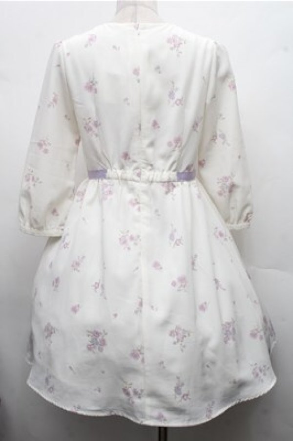 画像2: LODISPOTTO / ウエストグログランリボン花柄ワンピース  オフｘラベンダー S-26-03-15-047-LO-OP-HR-ZS (2)