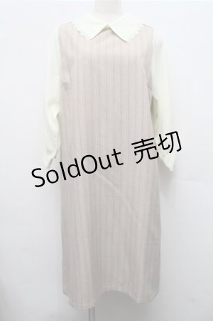 画像: axes femme / 襟付きサックワンピース  キナリｘベージュ S-26-03-15-048-AX-OP-HR-ZS