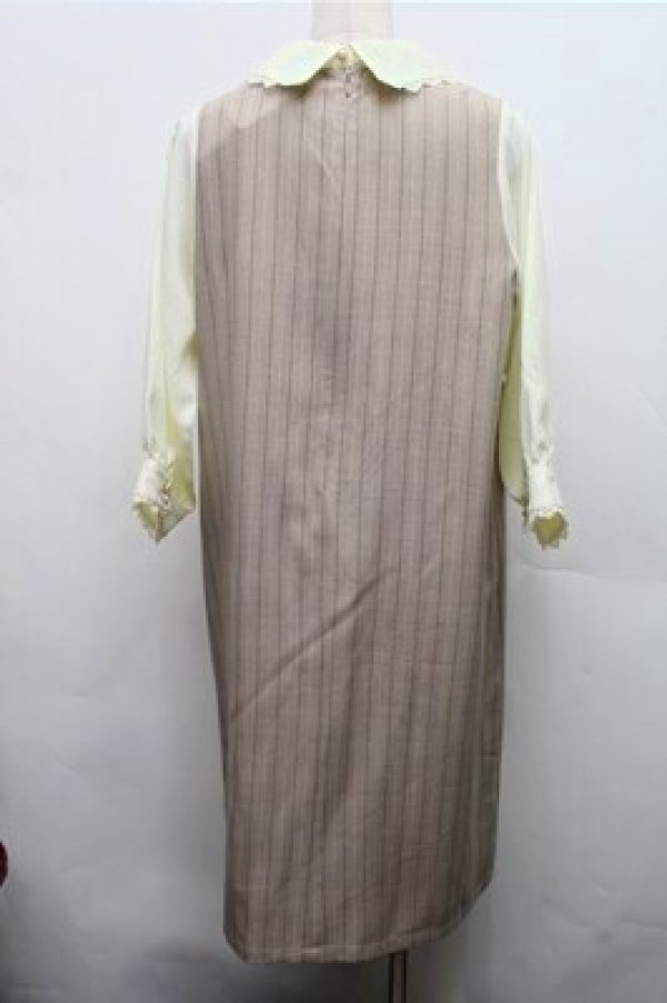 画像2: axes femme / 襟付きサックワンピース  キナリｘベージュ S-26-03-15-048-AX-OP-HR-ZS (2)