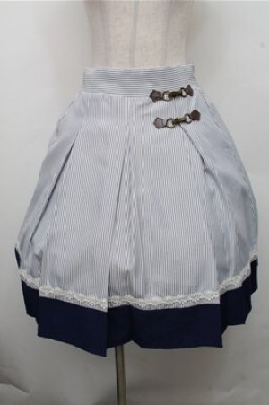 画像: axes femme / ビット付きバイカラーストライプスカート  白ｘ紺 S-26-03-15-066-AX-SK-HR-ZS