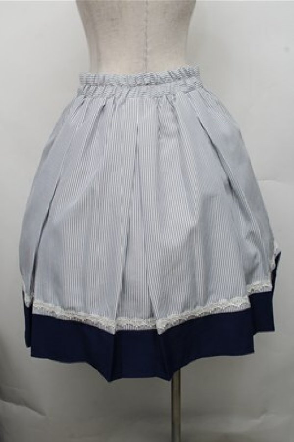 画像2: axes femme / ビット付きバイカラーストライプスカート  白ｘ紺 S-26-03-15-066-AX-SK-HR-ZS (2)