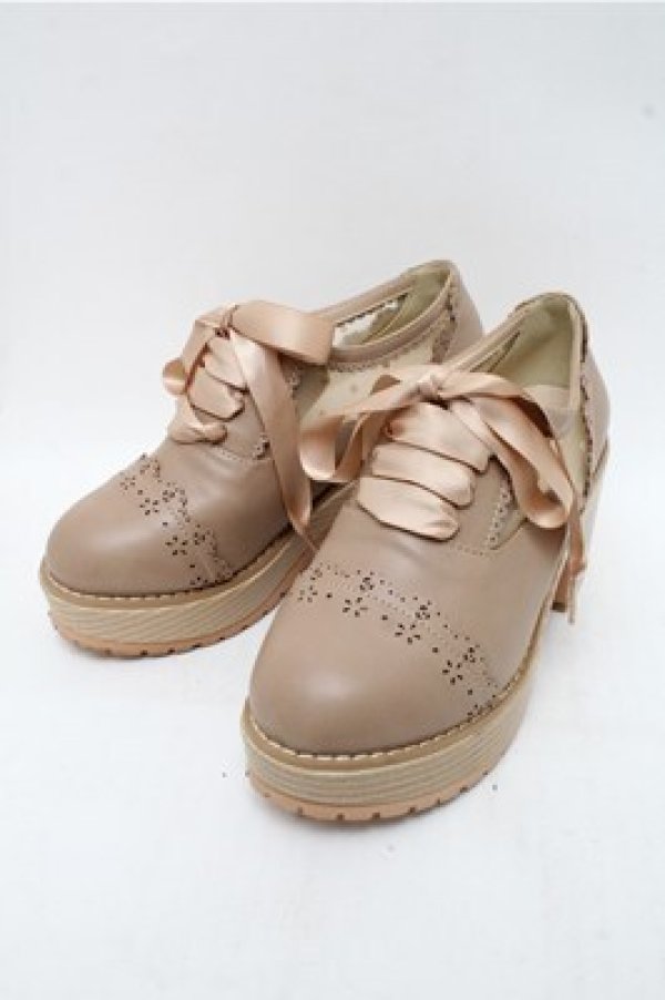 画像1: axes femme / ドットチュール厚底ブーティー S ベージュ S-26-03-15-016-AX-SH-HR-ZS (1)