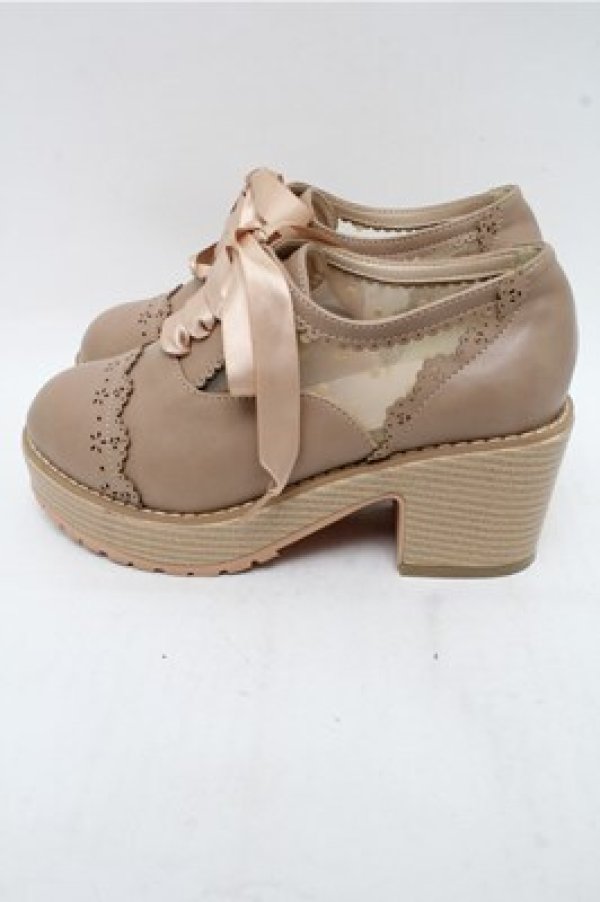 画像2: axes femme / ドットチュール厚底ブーティー S ベージュ S-26-03-15-016-AX-SH-HR-ZS (2)