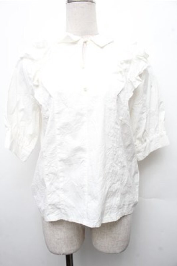 画像1: axes femme / フリルブラウス  白 S-26-03-15-019-AX-BL-HR-ZS (1)