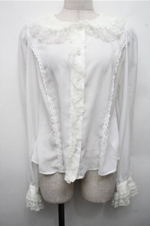 画像1: Angelic Pretty / ギャザーレースカラーブラウス  白 S-26-03-15-021-AP-BL-AS-ZS (1)