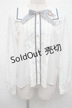 画像: axes femme POETIQUE / 時計刺繍セーラーブラウス  白 S-26-03-15-022-AX-BL-HR-ZS