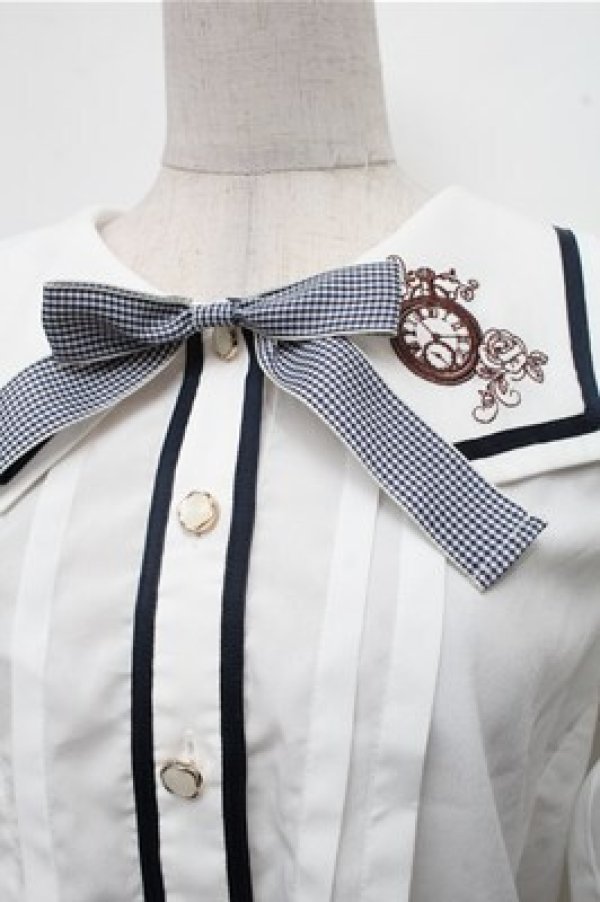 画像3: axes femme POETIQUE / 時計刺繍セーラーブラウス  白 S-26-03-15-022-AX-BL-HR-ZS (3)