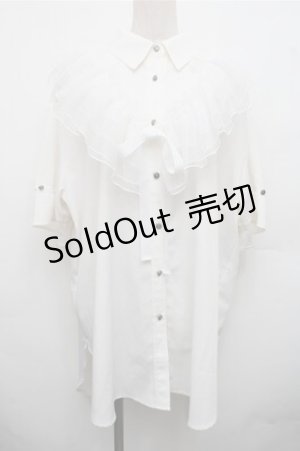 画像: axes femme / チュールフリルカラー付シャツ  白 S-26-03-15-023-AX-BL-AS-ZS