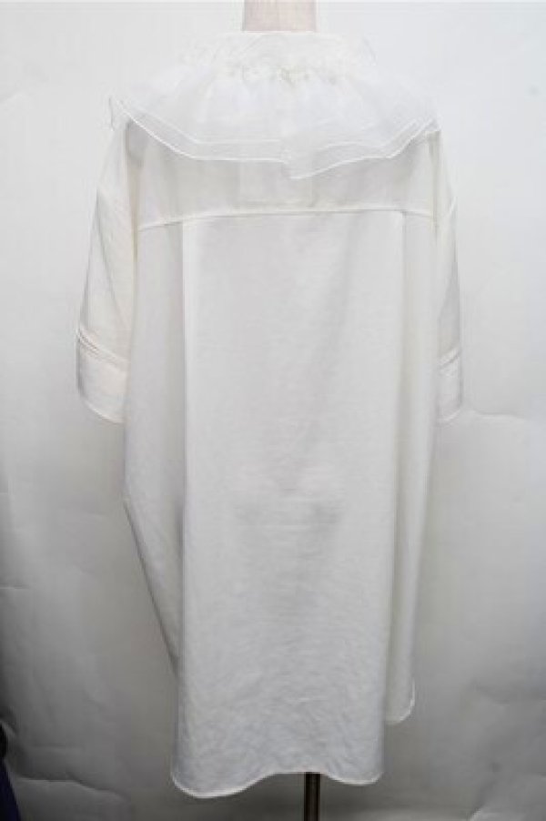 画像2: axes femme / チュールフリルカラー付シャツ  白 S-26-03-15-023-AX-BL-AS-ZS (2)
