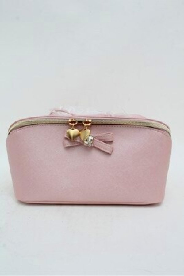 画像1: m petit by misako / AMハートヒキテポーチ  ピンク S-26-03-15-005-LO-ZA-AS-ZS (1)