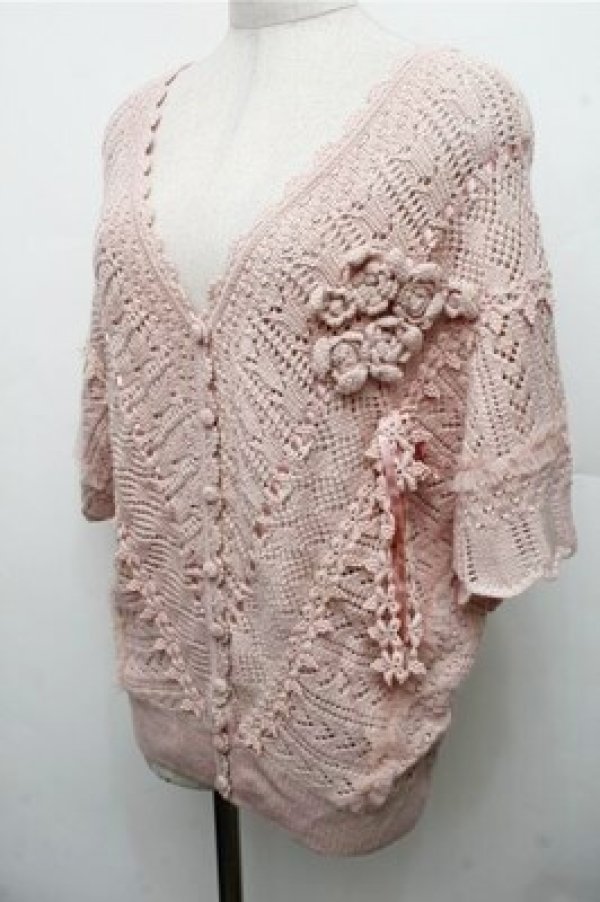 画像3: PINK HOUSE / お花モチーフニット  ピンク S-26-03-15-031-LO-TO-AS-ZS (3)