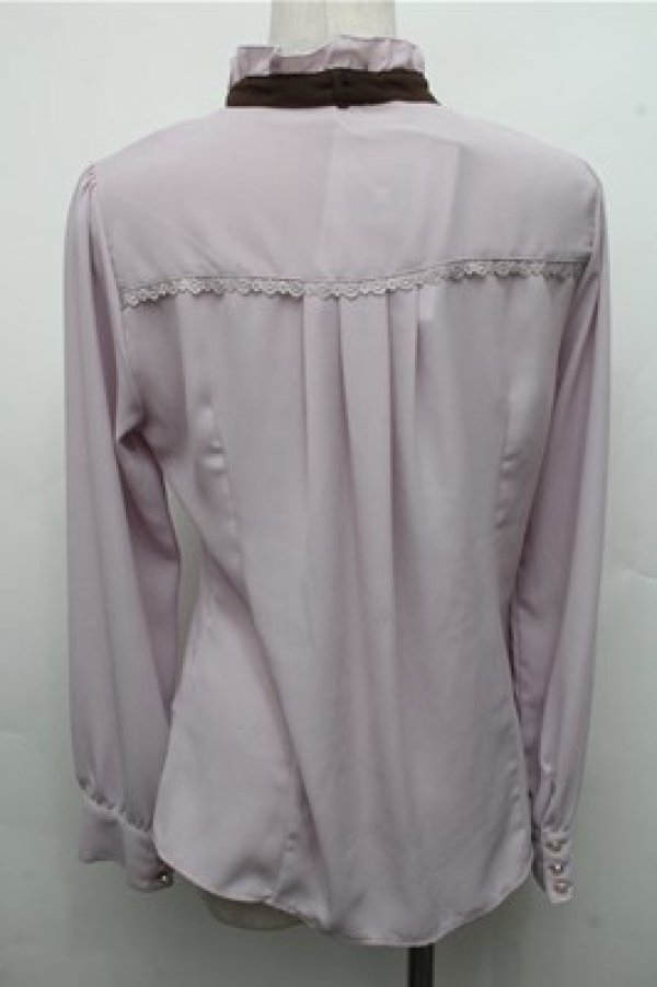 画像2: axes femme POETIQUE / タックレーススタンドネックブラウス  ラベンダー S-26-03-15-032-AX-TO-HR-ZS (2)