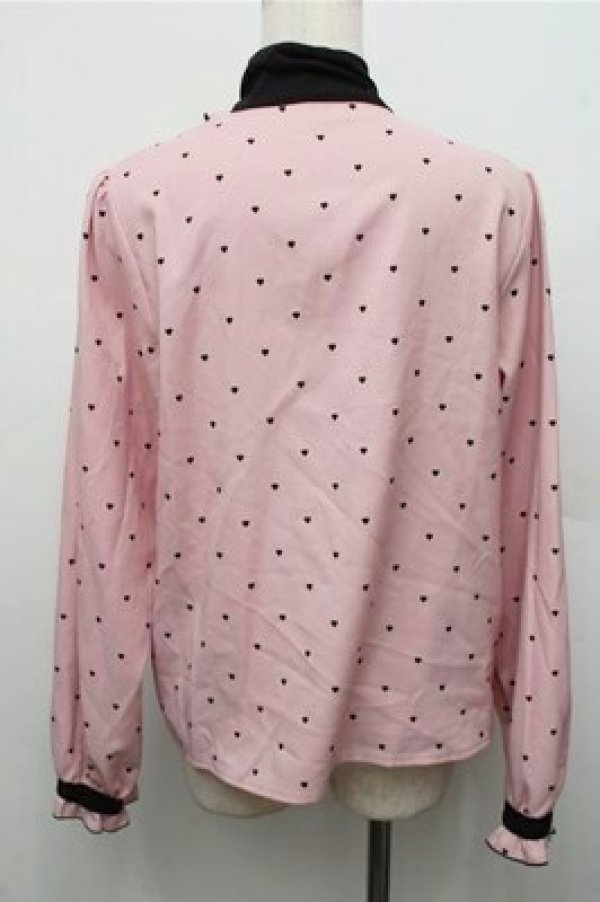 画像2: DearMyLove / ピンドットハートブラウス  ピンクｘ黒 S-26-03-15-033-EL-TO-AS-ZS (2)
