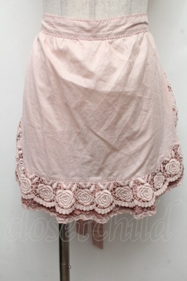 画像1: PINK HOUSE / ローズレース使いエプロン  ピンク S-26-03-17-043-LO-ZA-SA-ZS (1)