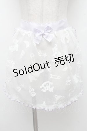 画像: Nile Perch / オーガンジーフリルエプロン  白ｘラベンダー S-26-03-17-044-LO-OP-HR-ZS